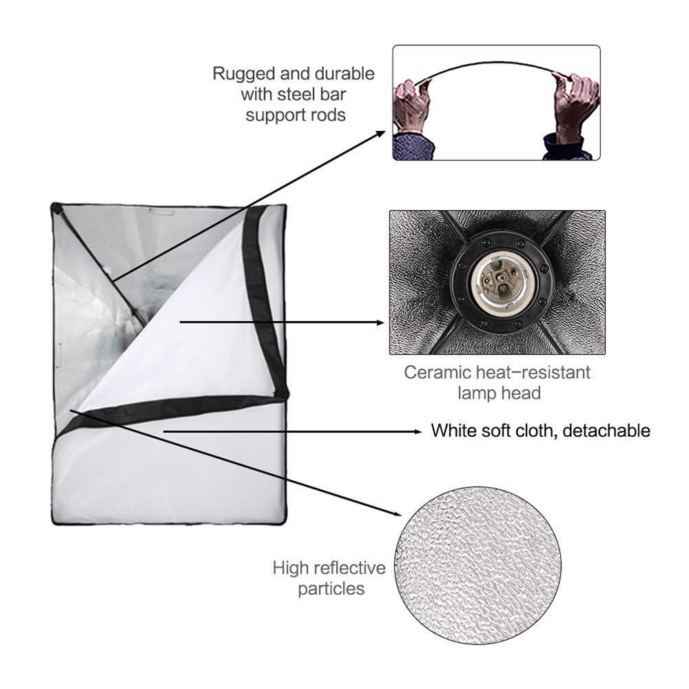 Softbox Lighting Kit, Photo Equipment Studio Soft box 20" x 27", with E27 Socket