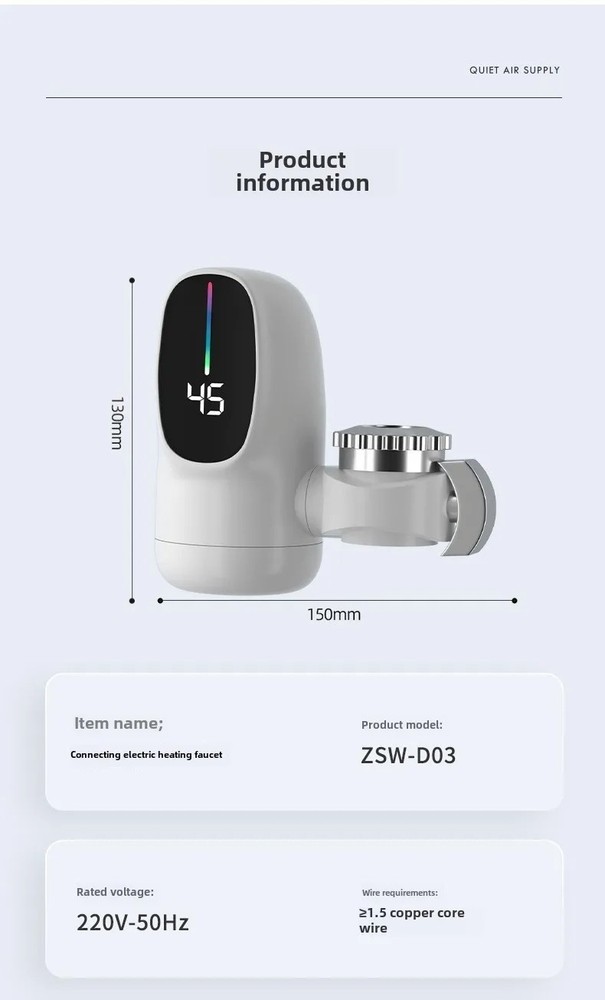 3000W Instant Electric Hot Water Heater Faucet with LED Temperature Display