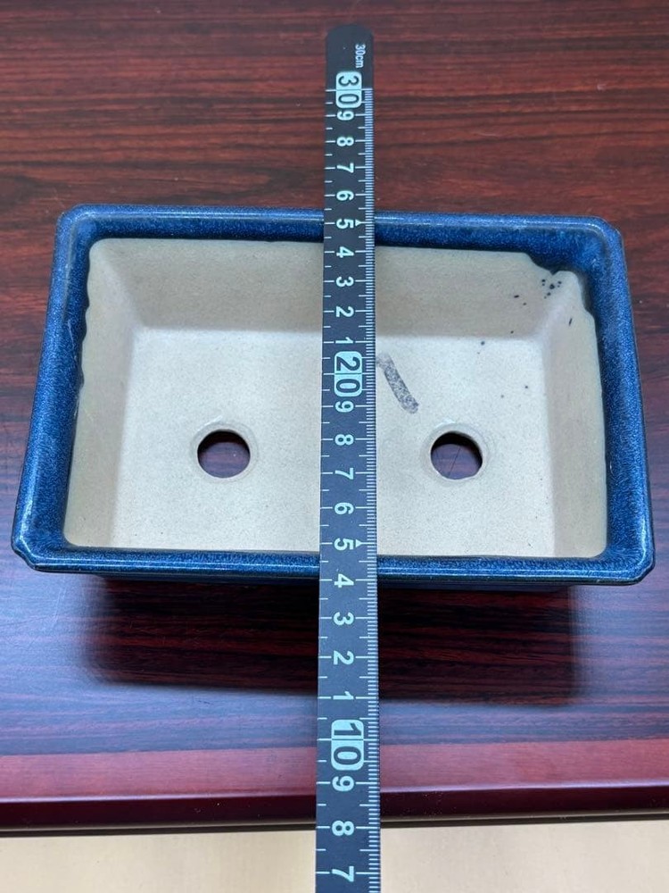 Blue Rectangular Bonsai Pot Japanese Art Shape Miniature Tree Container 16.5 cm