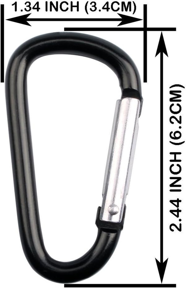 20 Pack 2.5" D Shape Aluminum Large Carabiner Clip Lock Hooks Spring Snap Keycha