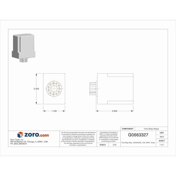 Dayton 1Egc4 Single Function Time Delay Relay, Octal, Off Delay, 1 Functions
