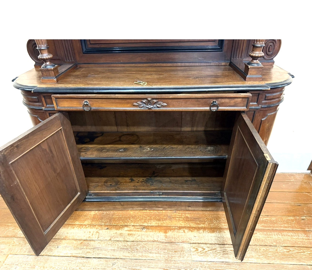 French Walnut louis Phillippe Buffet Sideboard Hutch
