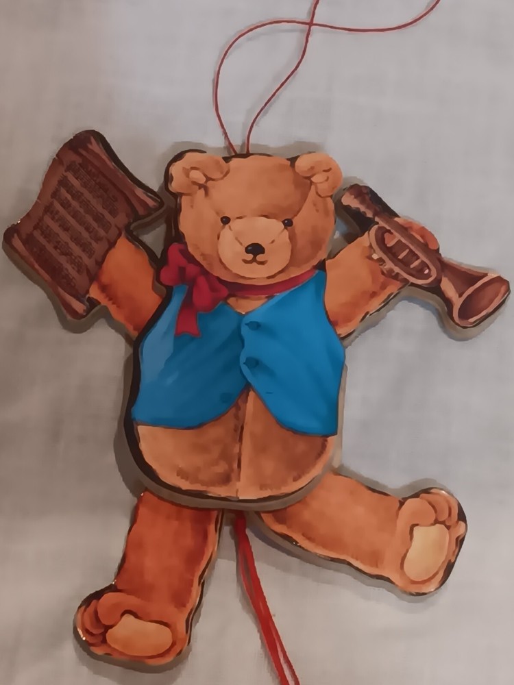 Christmas Pull String Toy, Teddy Bear w/ Music, Vintage