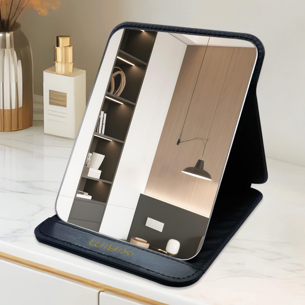 Foldable Travel Makeup Mirror, Adjustable Angle Portable Standing Vanity Mirr...