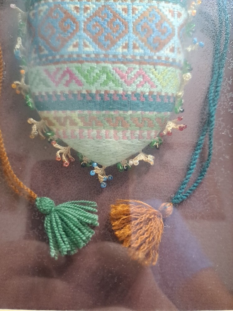 Vintage Framed Small Embroidered & Beaded Drawstring Purse/Pouch