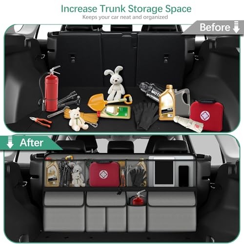 Hanging Car Trunk Organizer Fit Foldable Large Capacity For Forester Grey