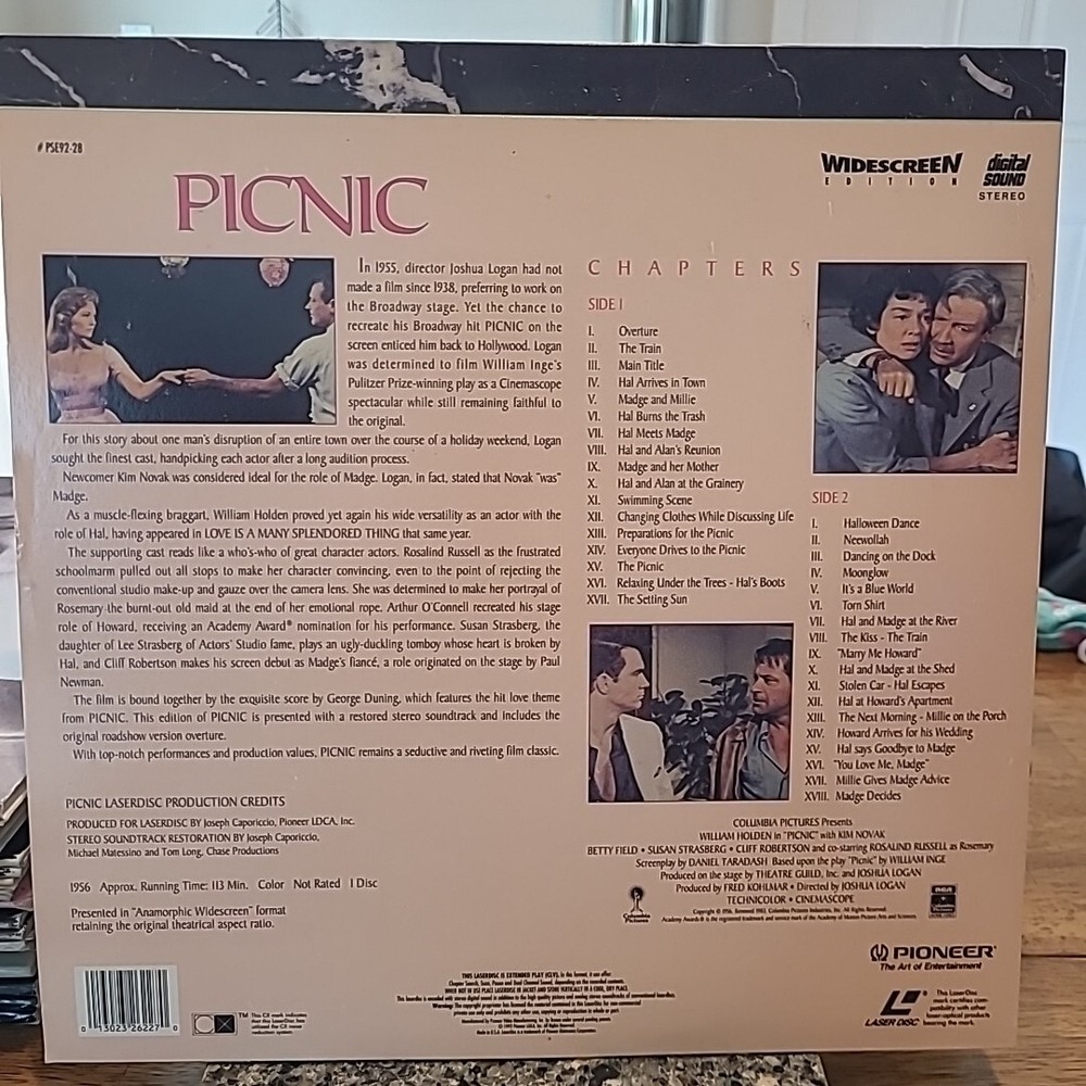 PICNIC - Kim Novak - LASERDISC