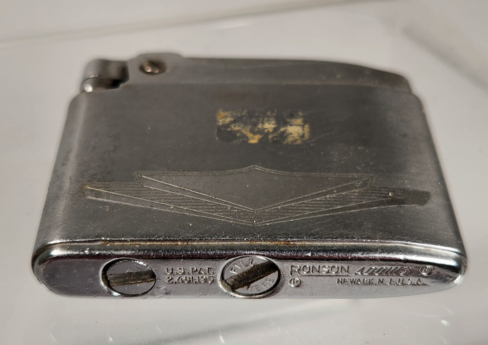 Ronson Adonis Silver USA Engraved Lighter (7J)