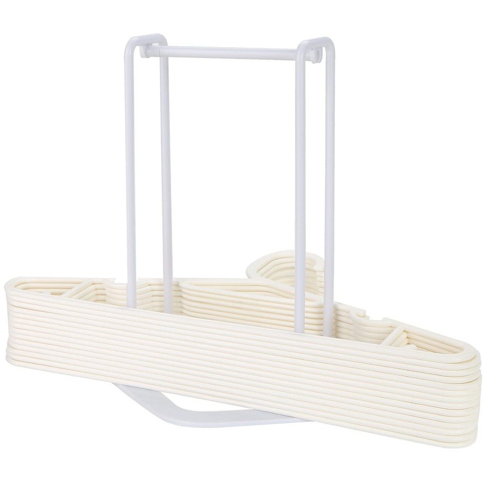 Hanger Stacker Holder Stand, White Plastic Rack Storage for Closet Laundry Room