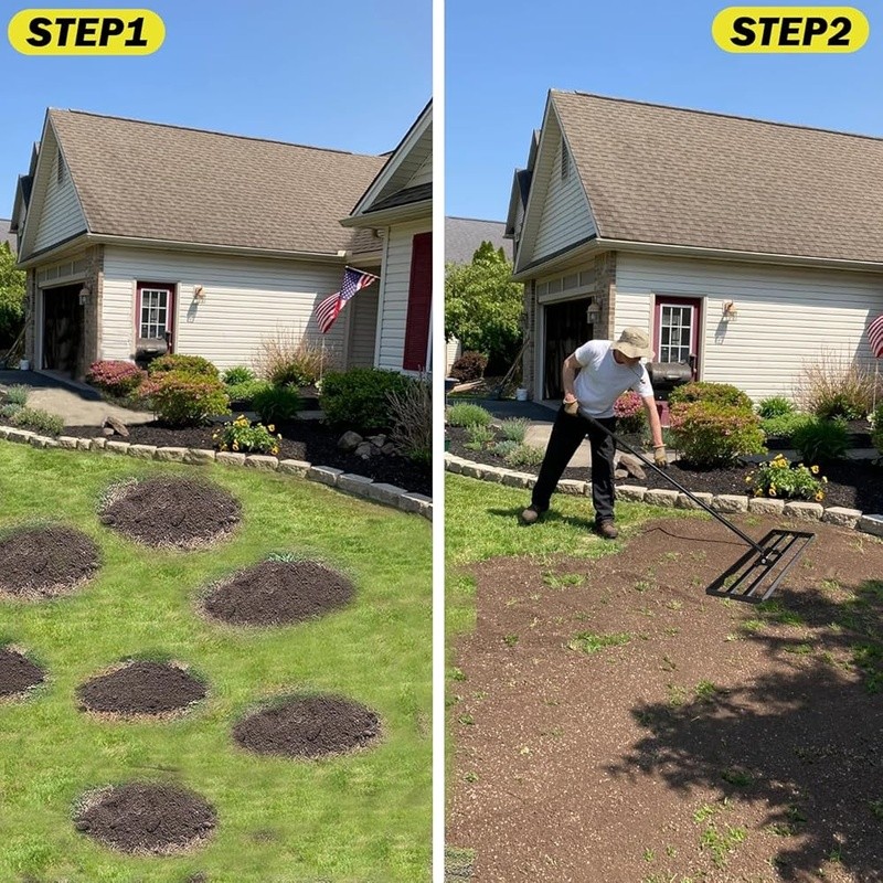 30x10 Lawn Leveling Rake High Carbon Steel Adjustable Handle Multi-Surface Tool