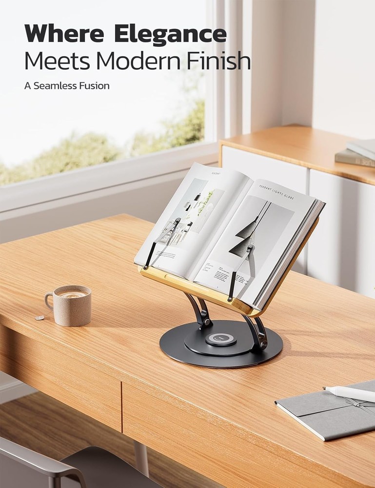 Bamboo 360 Rotating Book Stand Reading Adjustable Textbook Holder Reading