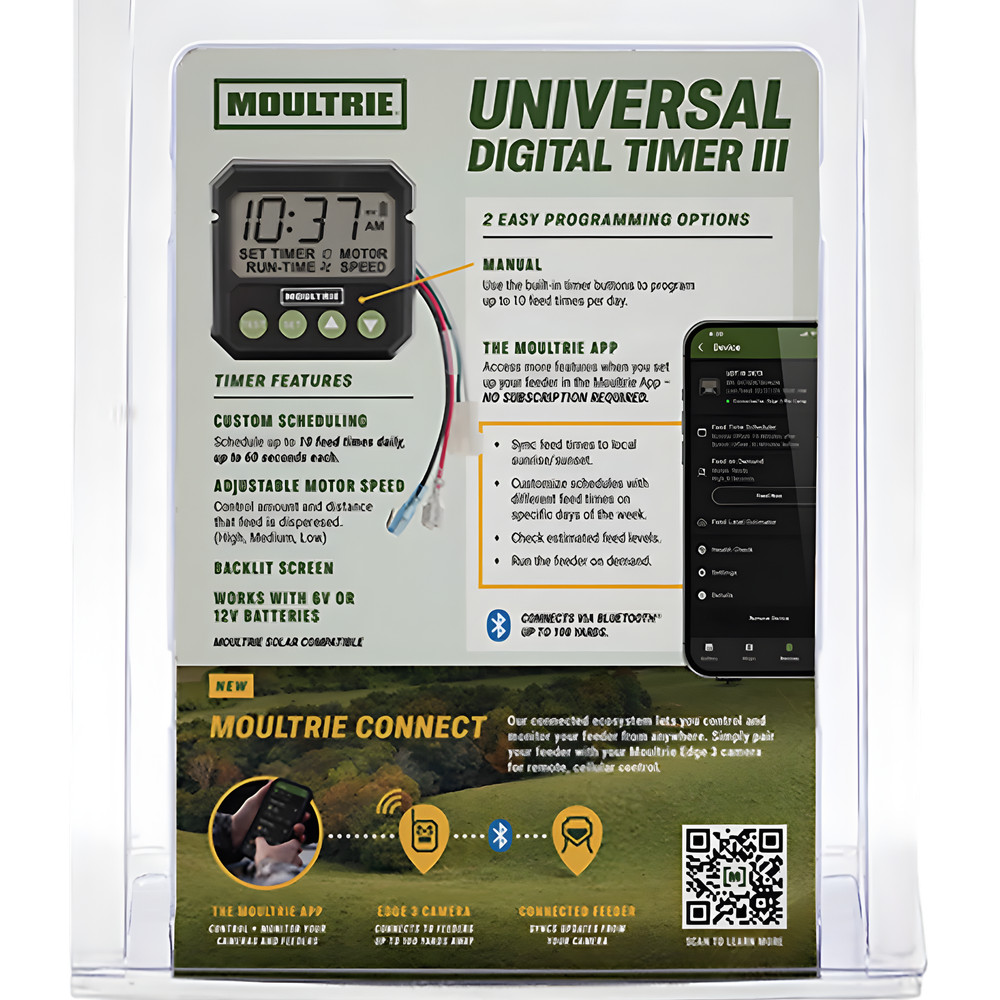Moultrie Universal Digital Timer III Deer Feeder Timer, Bluetooth, 10 Feeds