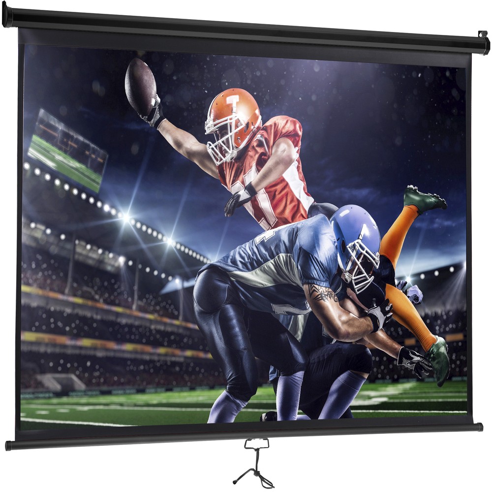 Black Projector Screen Pull Down 16:10 Foldable Wall Mount HD Projection Screen