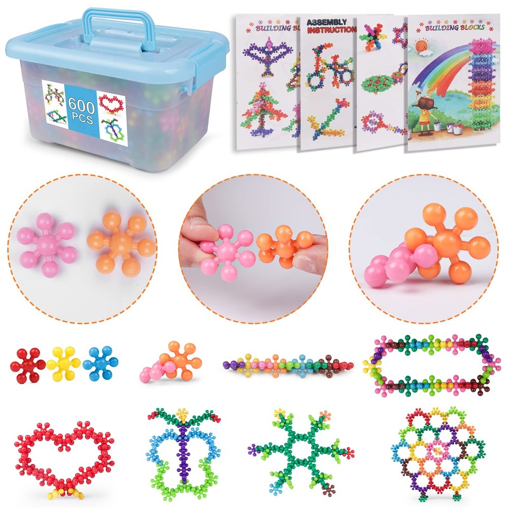 600 PCS Building Blocks Connect Toys,Interlocking Solid Plastic Educational T...