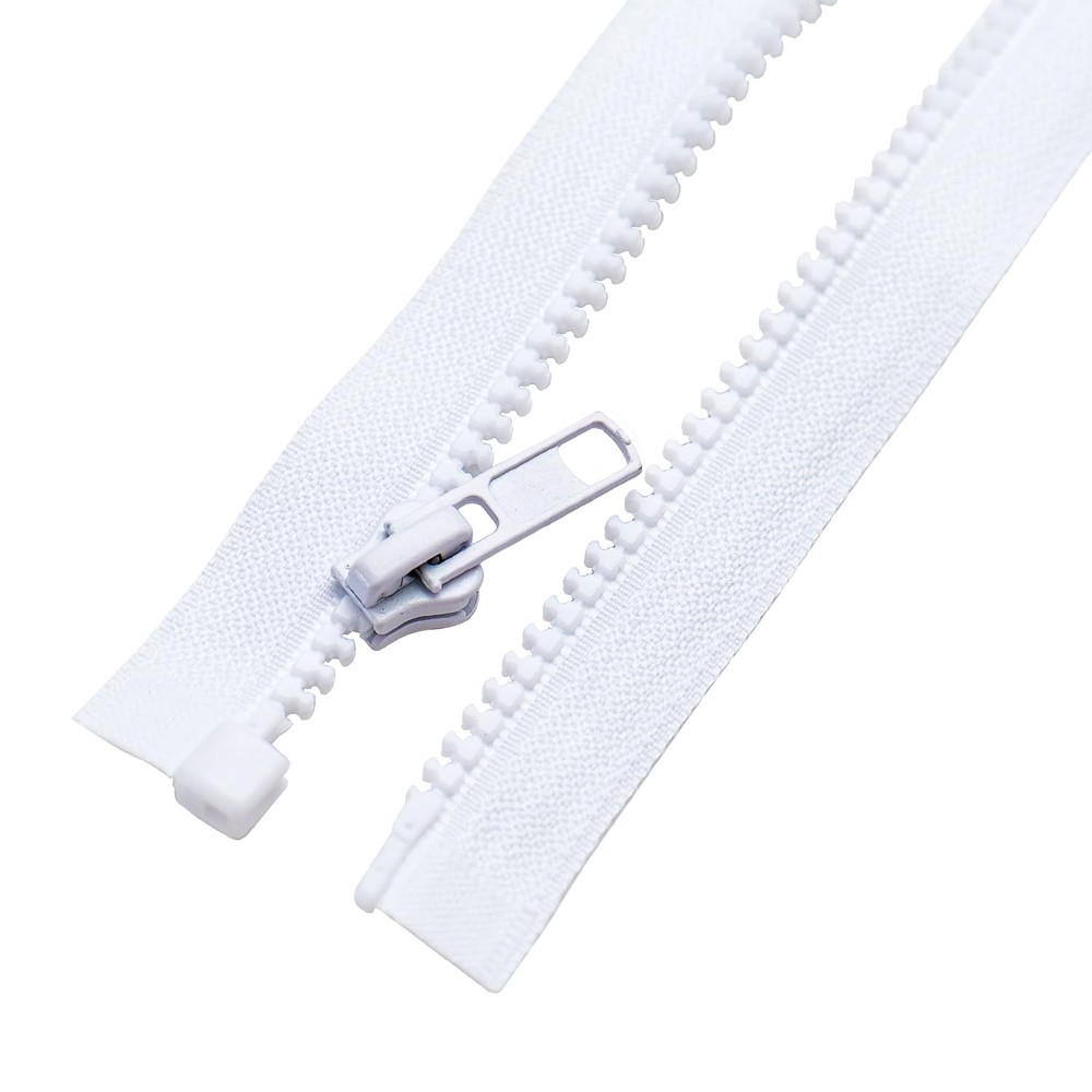 #5 37 Inch Separating Jacket Zippers 2 PCS White Molded Plastic Bulk DIY