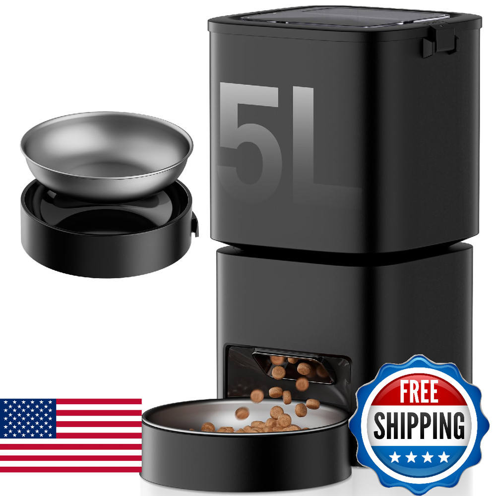 Automatic Cat Feeder, 5L/21 Cup Timed Automatic Pet Feeder, Dual Power Auto Dog