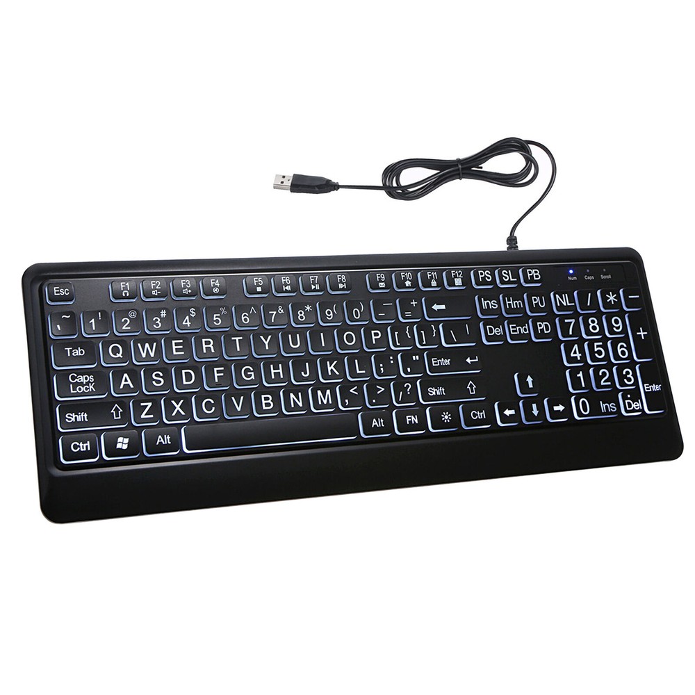 USB Interface Large Print Backlit Wired Keyboard USB Wired Lighted Keyboard Q4N8