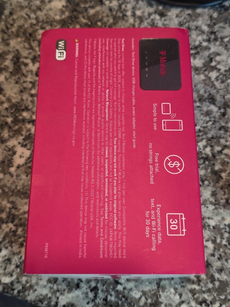 T-Mobile Test Drive WiFi Hotspot Device Data Text WiFi Trial Black Kit