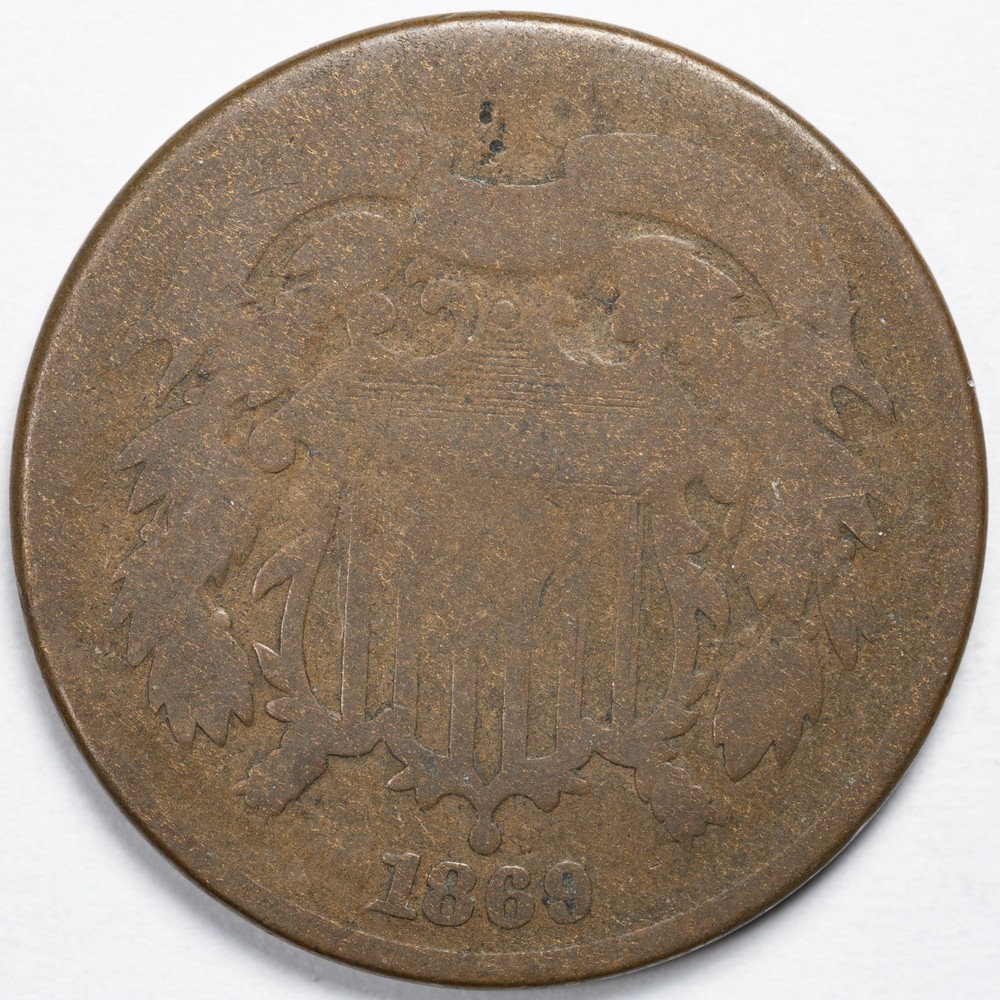 1869 Two Cent Piece Coin About Good (AG)