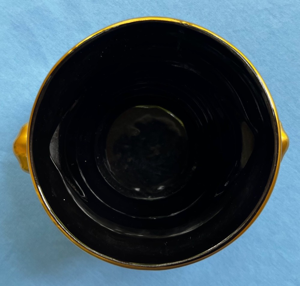 Hand Painted Heavy Gold on Black Cache Pot Planter