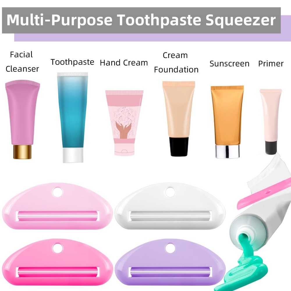 4 Pcs Toothpaste Squeezer,Plastic Tube Squeezer Corlorful