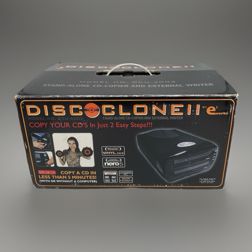 e3 Works 1 - 1 CD Copier DISC CLONE II Model No. DCU-4002 TESTED/ WORKING.