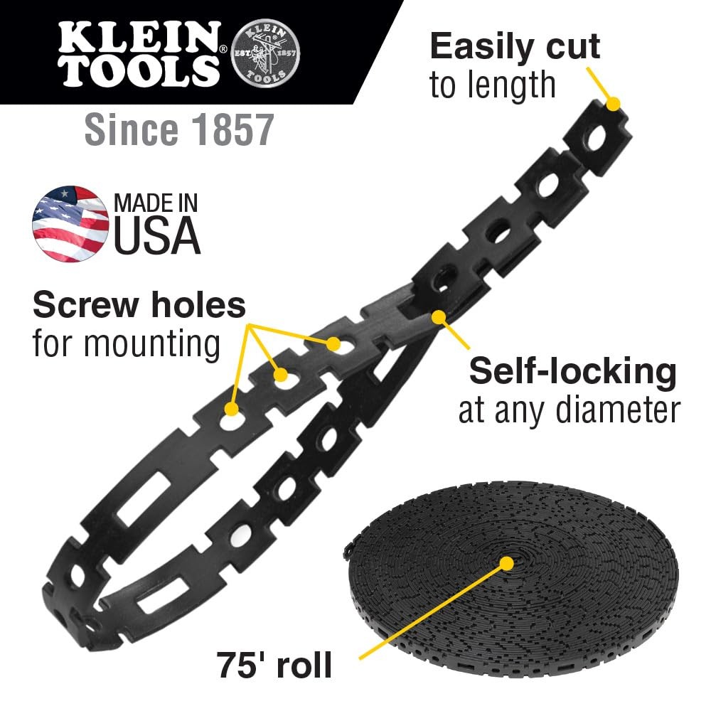Klein Tools 450-700 Stretch Cable Tie Roll, USA, Cable Management
