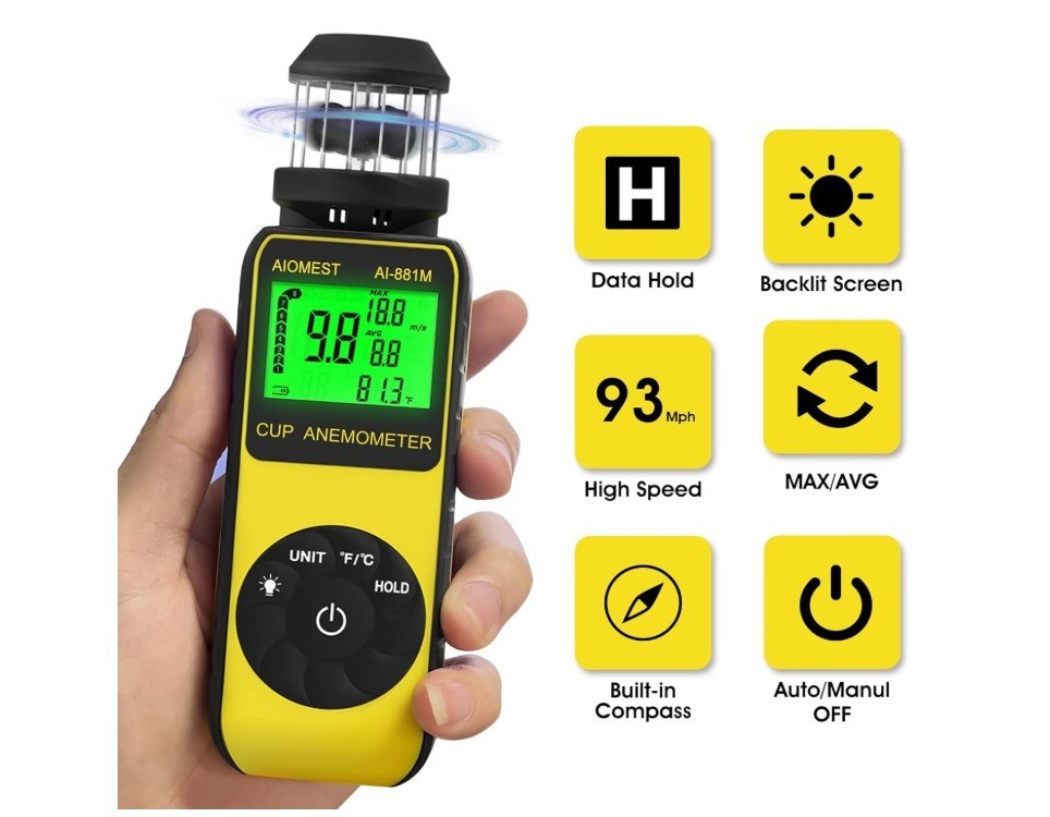 AIOMEST Handheld Wind Cup Anemometer *missing small manual compass**