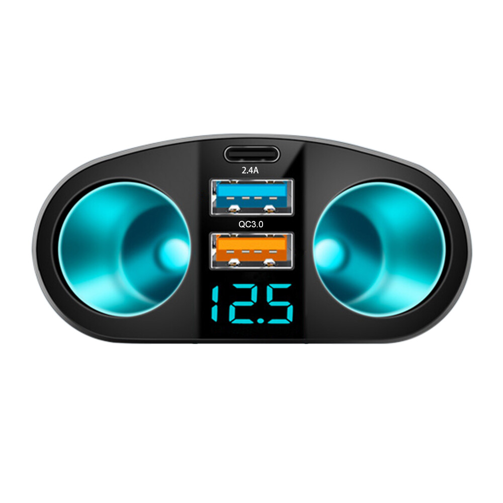 Outlet 12V Dual USB Car Cigarette Lighter Socket Splitter Power Adapter Charger