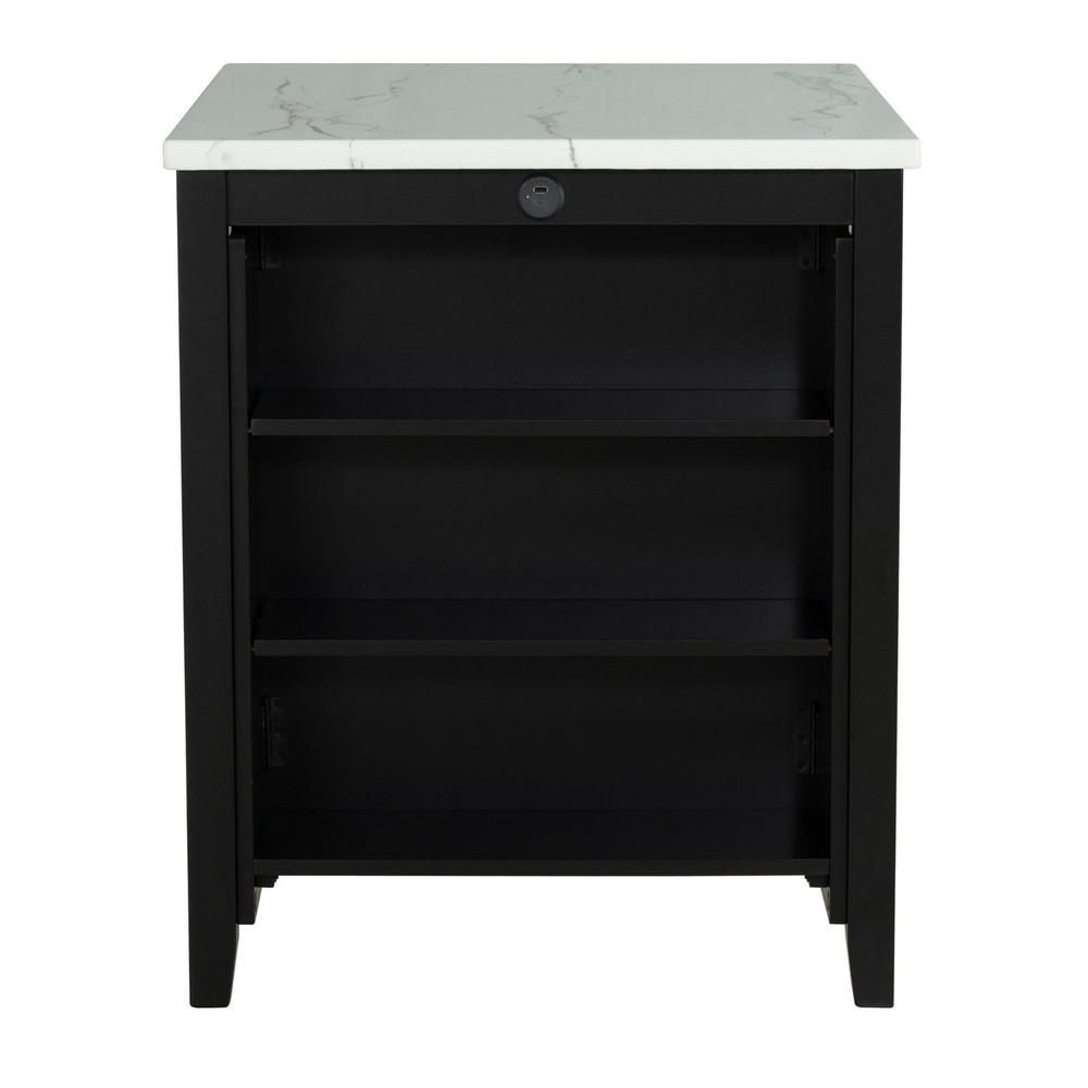 Dining Room Transitional 3pc Dining Set Gloss Table Top w Storage Shelves Side