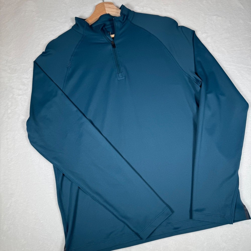 Rhone Reign Quarter Zip Pullover Mens Small Teal Blue Performance 101467