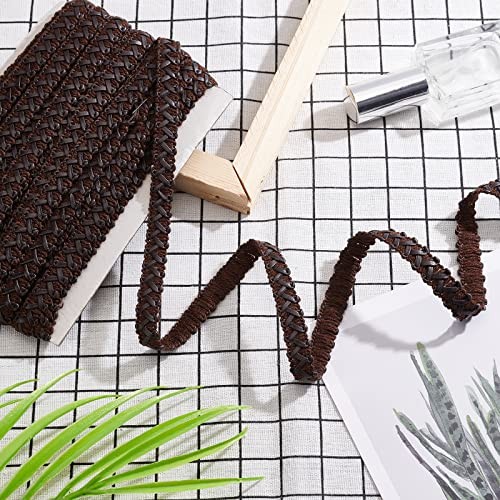 15 Yard Faux Leather Braid Trims Coconut Brown Flat Braid Strap Brown (Braid )