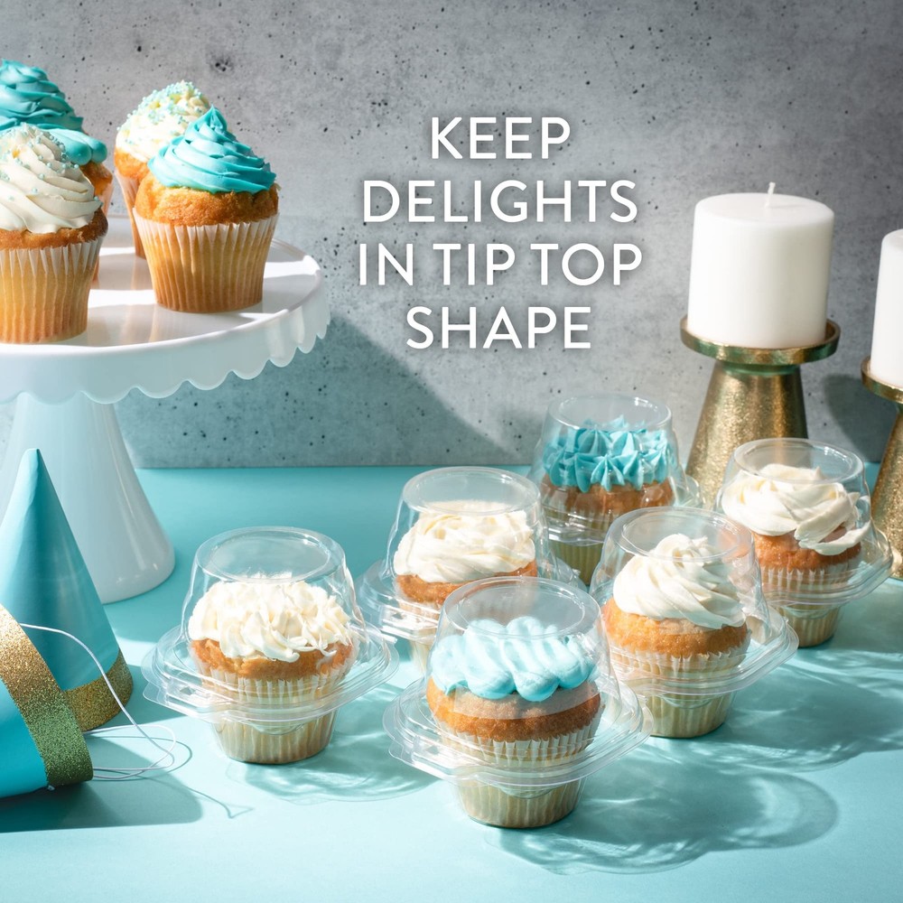Individual Cupcake Containers (100 Pack) | Clear Plastic 100,