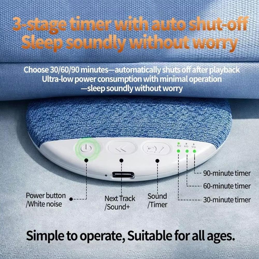 Bluetooth Under Pillow Speaker: Sleep Speaker with White Noise & Timer
