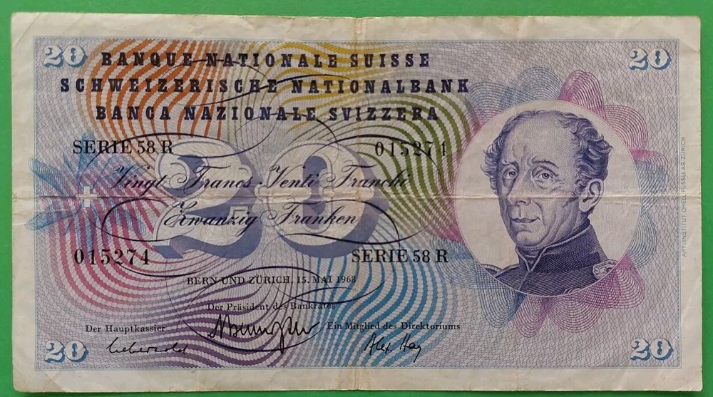 1968 Switzerland 20 francs