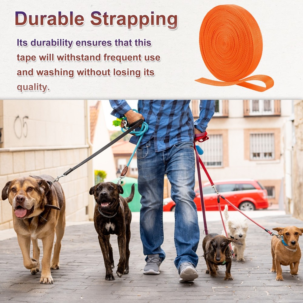 Nylon Webbing Strap, 22 Yards x 1-1/4" Polypropylene Flat Webbing Strap (Orange)