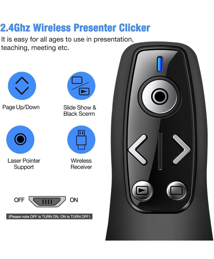 Presentation Clicker Wireless Presenter Remote for PowerPoint, Powerpoint Cli...