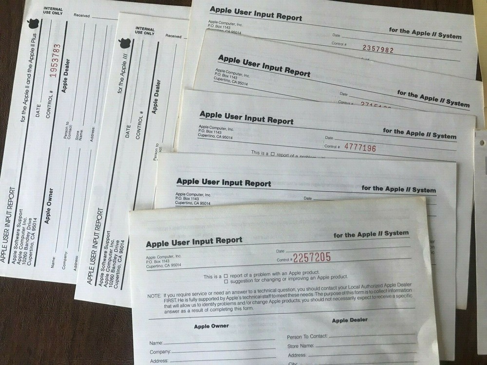 LOT Vintage Apple Computer - Forms, Manual, Reports 1980s