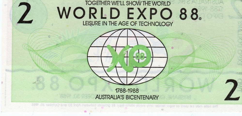 Banknote Australia 2 Dollars Expo '88