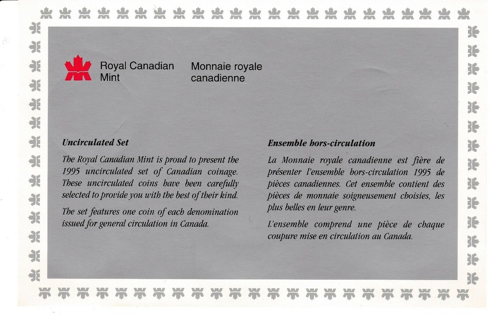 1995 Canada PL Set (6 Coins Cent to $1). MINT UNC.