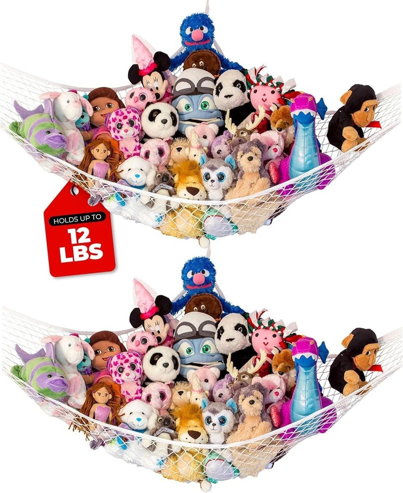 Space-Saving Triangular Stuffed Animal Storage Net - Easy Install, 12lbs Limit