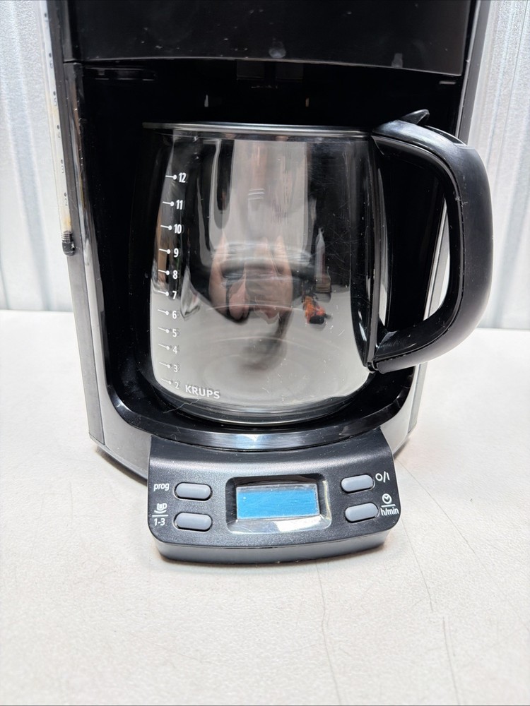 Krups FME2 Programable Automatic Drip 12 Cup Coffee Maker With Carafe Black