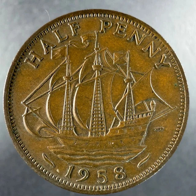 1958 Great Britain Half Penny Choice Example Elizabeth II Bronze