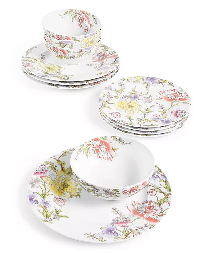 CHARTER CLUB Blossom 12-Pc. Dinnerware Set, Created for Macy’s