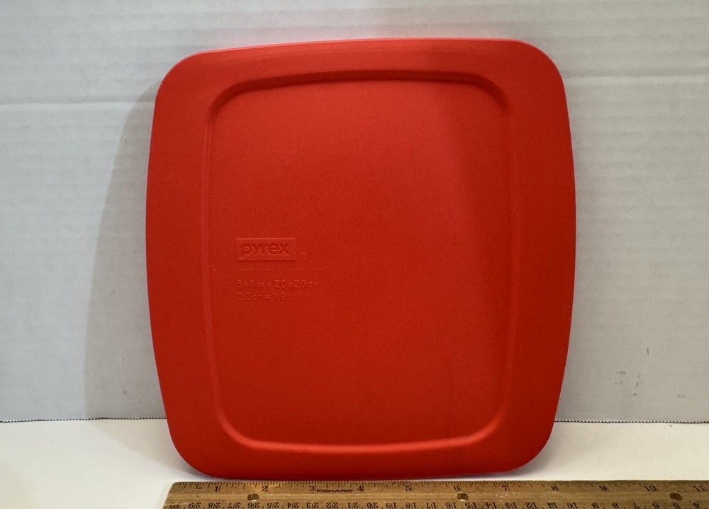 Pyrex Red 8" Square Lid For 2 Quart Baking Dish C-222-PC Replacement Cover