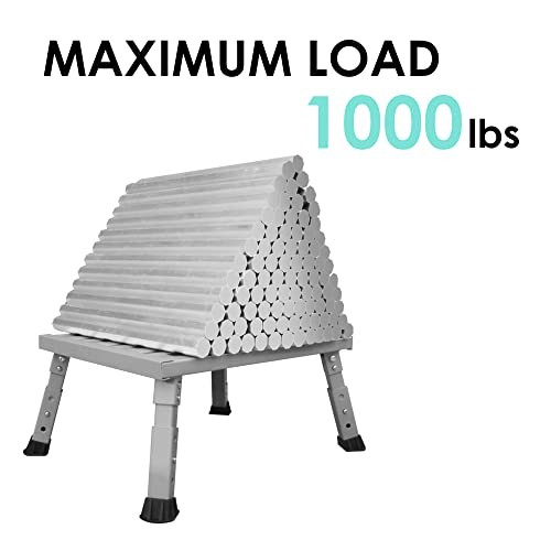 Adjustable Height Aluminum RV Step, Stable Foldable Platform Step Stool, Silver