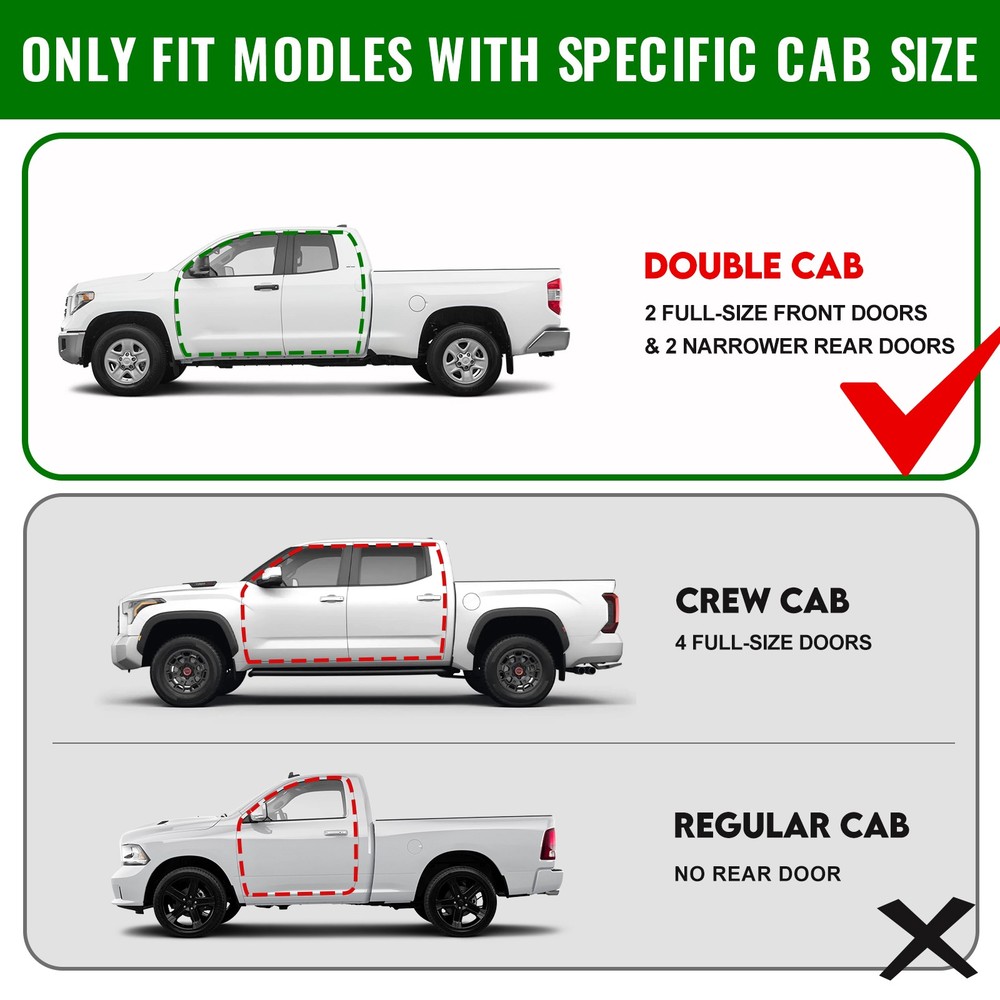 Side Protective BLK For 2007-2018 Silverado 1500 Double/Ext Cab 6" Running Board