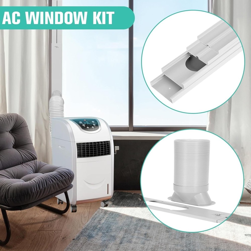 Portable AC Window Vent Kit with 5.9” Exhaust Hose Universal Window Seal Kit