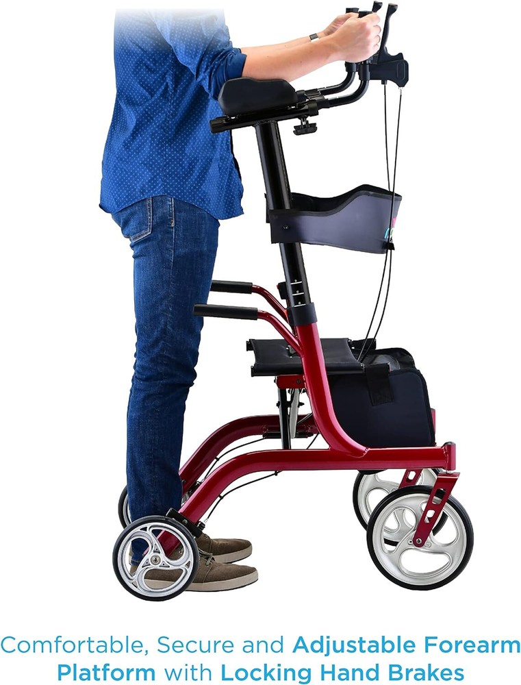 NOVA Phoenix Rise UP Rollator, Upright Walker w/Padded Forearm, BLUE - OPEN BOX!
