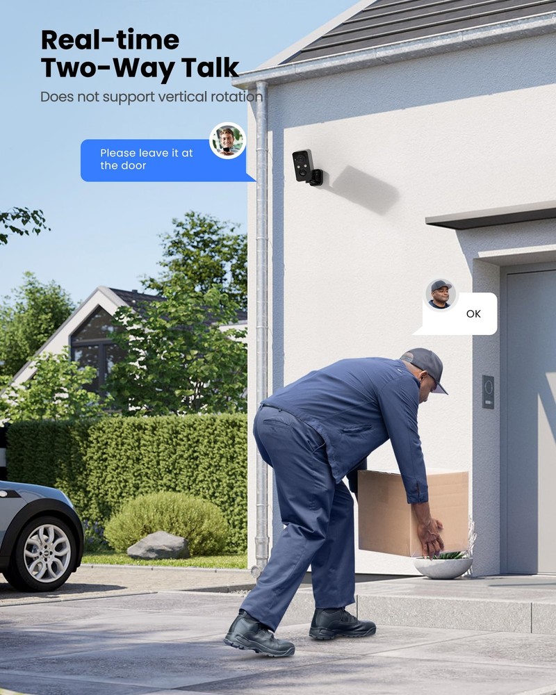 Security Cameras Wireless Outdoor Battery: 180° Horizontal Camera for Home Se...